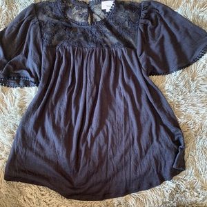 fyve boho chic navy peasant blouse SZ M